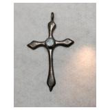 Silver mop Stone cross pendants marked Sterling