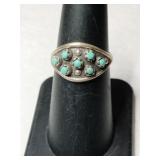 Silver zuni turquoise Ring marked Sterling size 6