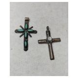 Silver Navajo turquoise cross pendants   .120 oz