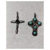 Silver Navajo turquoise cross pendants   .140oz