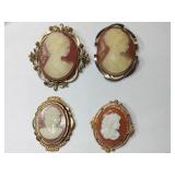 Gold tone Cameo brooches