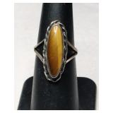 Silver native American brownstone ring size 5.5