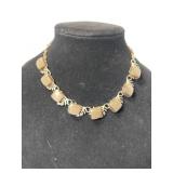 Gold tone gray ' moonglow' Lucite link necklace