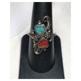 Silver southwestern turquoise / coral chipped