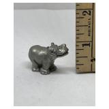 1981 Hudson Pewter hippo figurine, marked