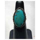 Silver native American turquoise ring size 5.