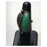 Silver Navajo green turquoise ring size 5.