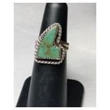 Silver native American turquoise ring size 4.