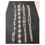 Silvertone clear rhinestone bracelets