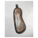 Silver Navajo Botswana agate pendant marked