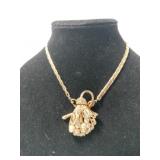 Gold tone faux Pearl and rhinestone necklace