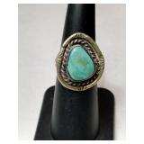 Silver Navajo turquoise Ring    Size 5.5  .180oz