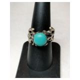 Silver turquoise nugget Ring .    Size 7  .270oz