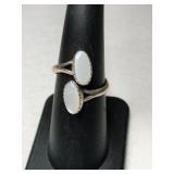 Silver mother of pearl adjustable Ring marked
