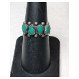 Silver Navajo turquoise Stone ring    size 6.5