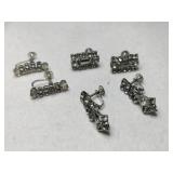 3 hair silver tone clear rhinestone screw back