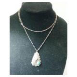 Silver Navajo turquoise necklace Marked Sterling.