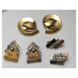 Gold tone clear rhinestone clip-on earrings
