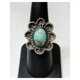 Silver southwestern turquoise Ring size 6
