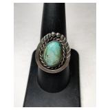 Silver Navajo turquoise Ring size 7.5 .295oz