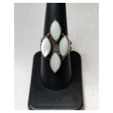 Silver Navajo mother of pearl Ring    Size 7.5.