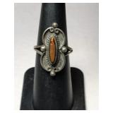 Silver Navajo tiger eye Ring    Size 6  .120oz