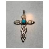 Silver Navajo turquoise cross pendants   .140 oz