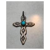 Silver Navajo turquoise cross pendants   .125 oz