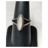 Silver Navajo mother of pearl Ring size 6 .5 .070