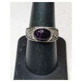 Silver black onyx Stone ring. Marked Sterling