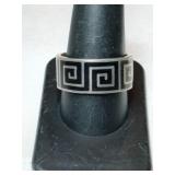 Silver black onyx band ring. Marked 925 Mexico