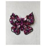 Regency purple rhinestone butterfly brooch signed