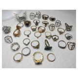 Large group of costume rings