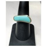 Silver turquoise ring marked 925 size 7
