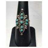 Silver zuni turquoise ring size 5.5     .100oz