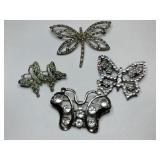 Silvertone butterflies ,dragonflies clear