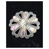 W Campo  Silver and Abalone Brooch 9.30 grams
