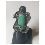 Silver Navajo turquoise Ring size 5.    .295oz