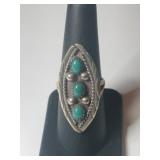 Silver native American turquoise Ring size 7.