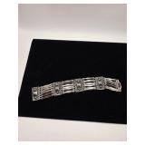 Taxco Sterling 4 Panel Feathered Bracelet 40 grams