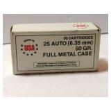 USA 25 auto 50 gr  full metal case 50 rounds