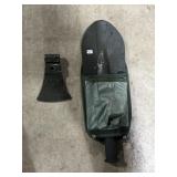 Mini shovel with ax attachment