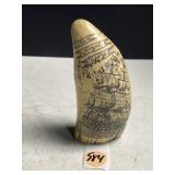 imitation scrimshaw whale tooth engraved w/George