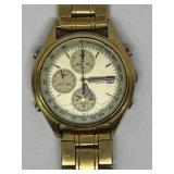 gold-tone Seiko 7T32-7C60 men's quartz alarm