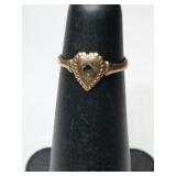 10K gold heart-shaped baby ring marked 10K size