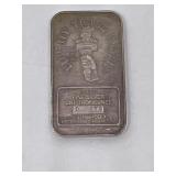 One troy ounce .999 fine silver bar