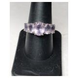 Silver light purple stone ring marked 925 size 8.