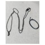 Scrap silver necklace one earring marked 925.