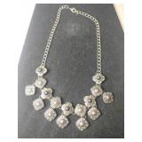 Silvertone Black Stone necklace w/ matching