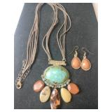 Faux Turquoise style necklace with matching